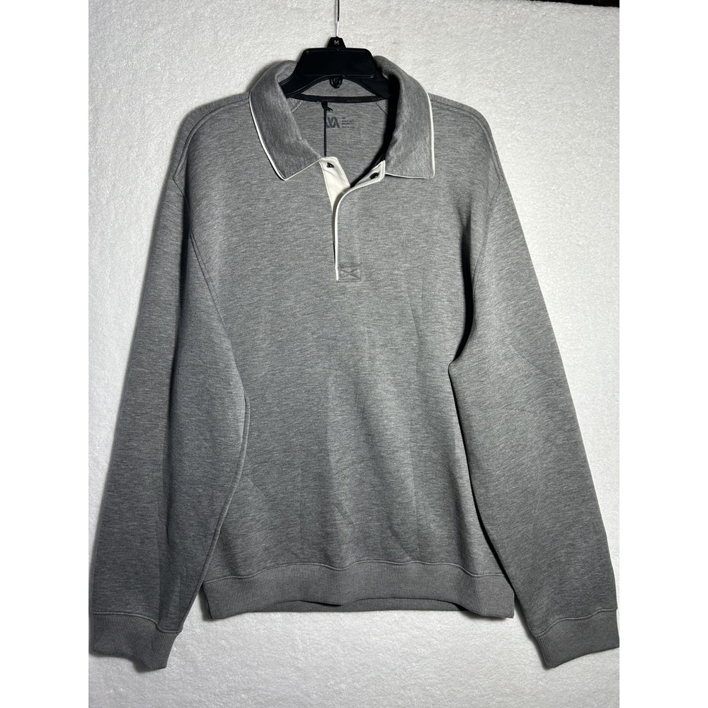 VRST Mens Size M Gray Long Sleeve Pinnacle Rugby Polo Shirt